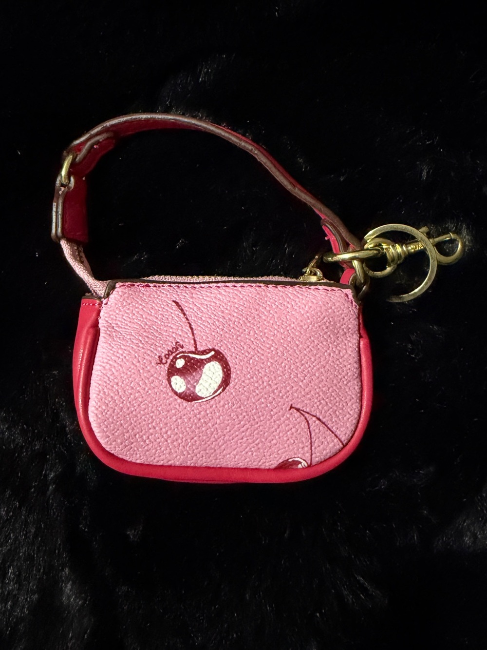 Pink Cherry Keychain Charm
